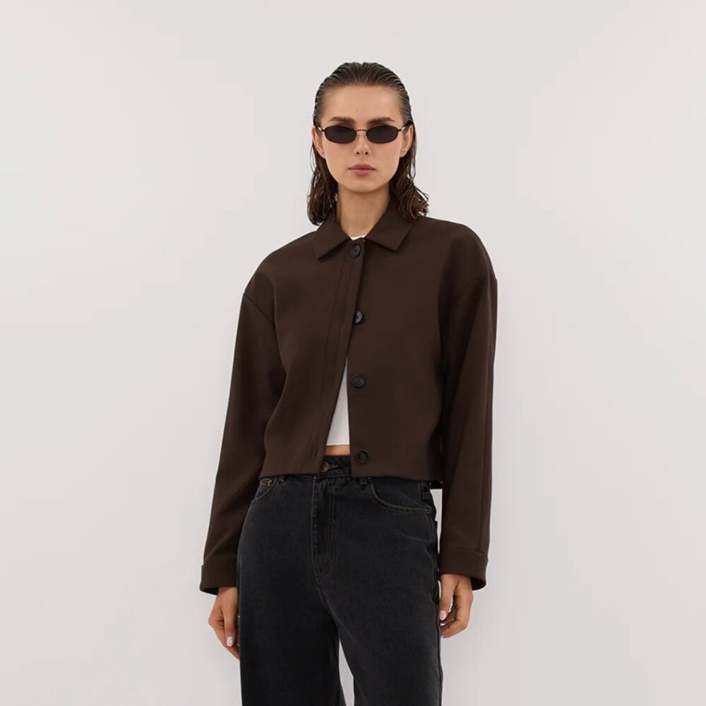 DISSH Lex dark clover cropped jacket (NWT, 10, Brown)